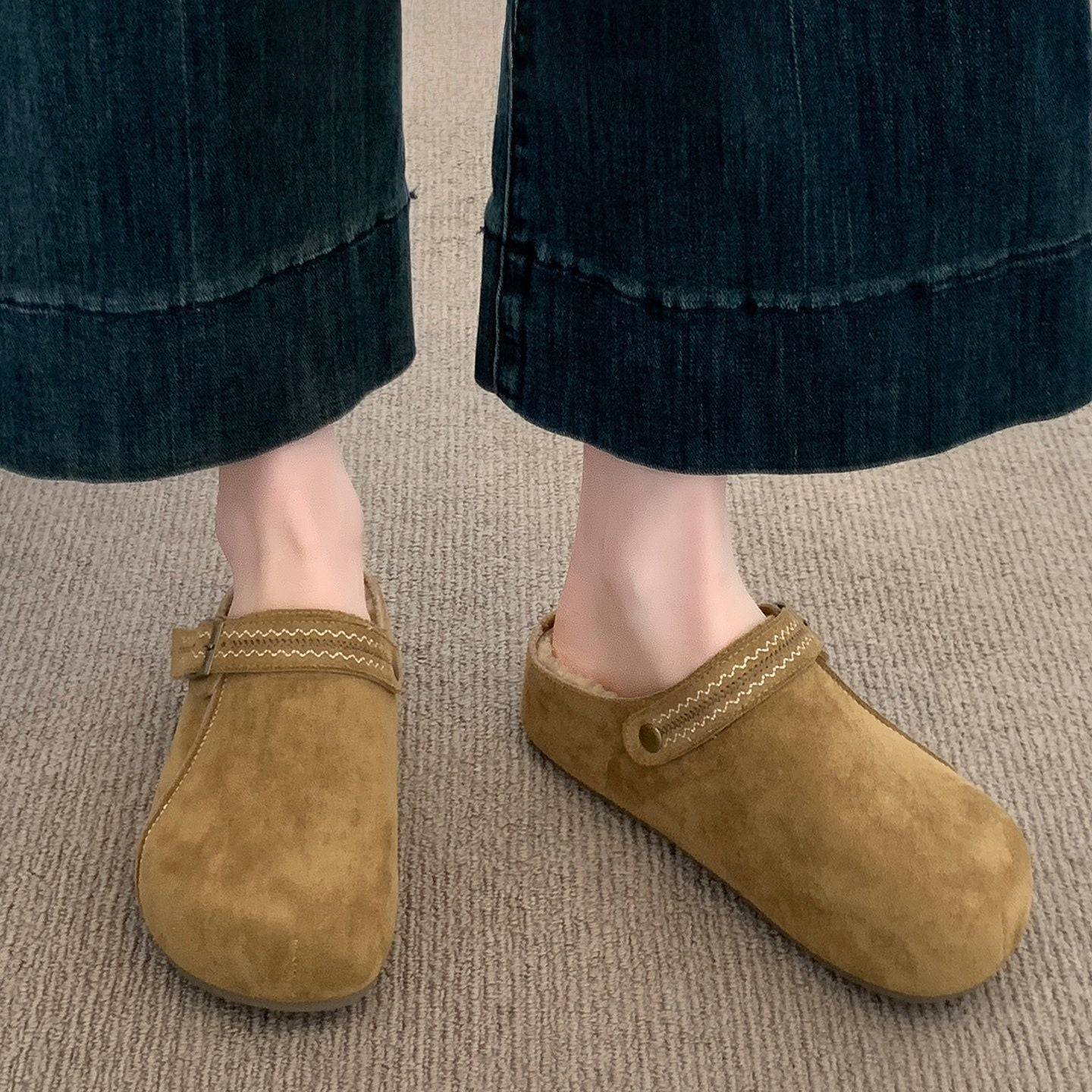 Thick Sole Half Slippers Women's Outer Wear 2025 New Autumn And Winter