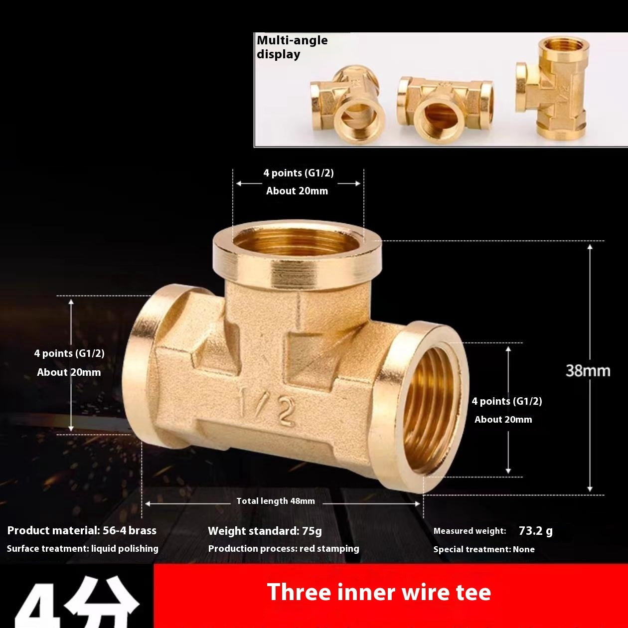 4-tap 6-minute Copper Reducing Pipe Plumbing Accessories