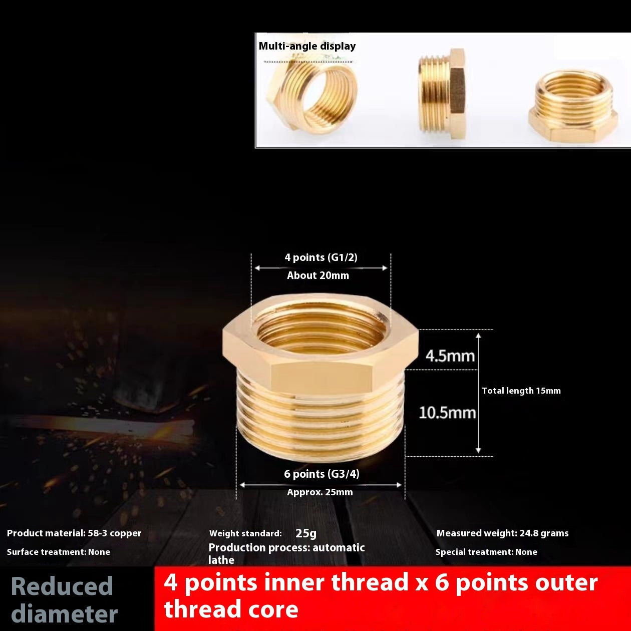 4-tap 6-minute Copper Reducing Pipe Plumbing Accessories